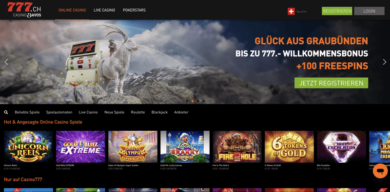 Casino777 – legales Online-Casino in der Schweiz